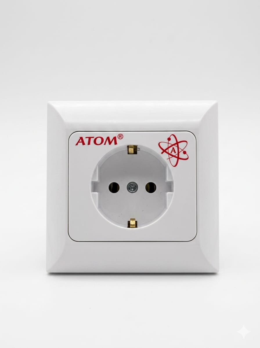 ATOM TOPRAKLI PRİZ BEYAZ  PK:12  KL:120